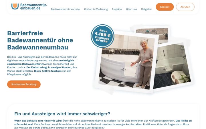 Screenshot of badewannentuer-einbauen.de
