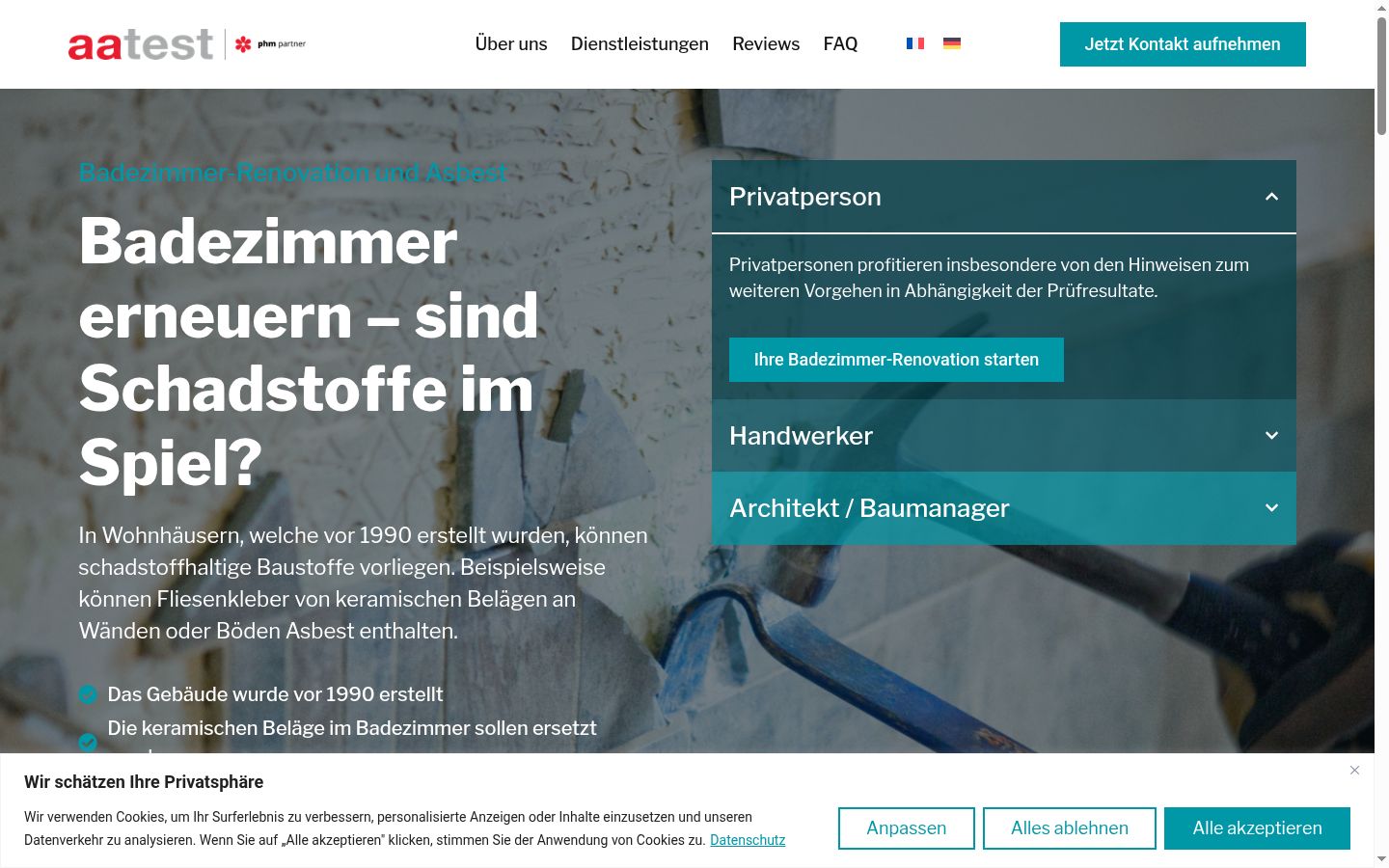 Screenshot del banner di consenso mostrato prima di qualsiasi interazione