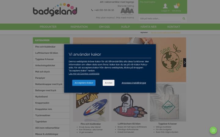 Screenshot of badgeland.se