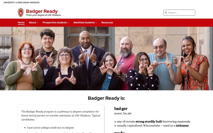 Snímek obrazovky badger-ready.wisc.edu
