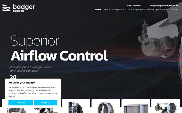 Screenshot of badgerdamper.co.uk