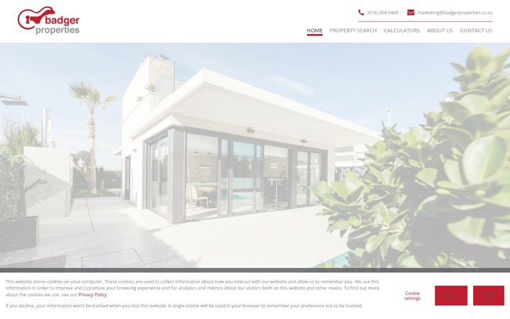 Skærmbillede af badgerproperties.co.za