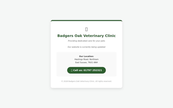 Screenshot of badgersoakvets.co.uk