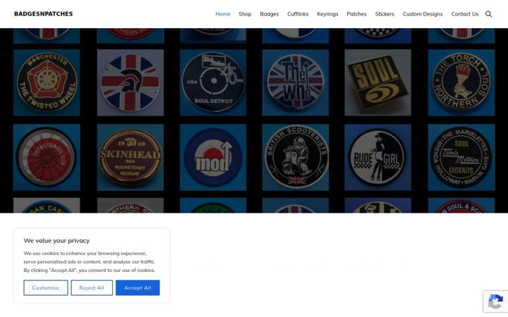 Screenshot of badgesnpatches.com