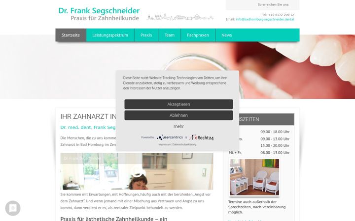 Kuvakaappaus sivustosta badhomburg-segschneider.dental
