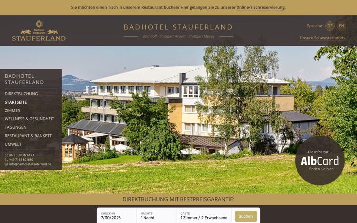 Screenshot of badhotel-stauferland.de