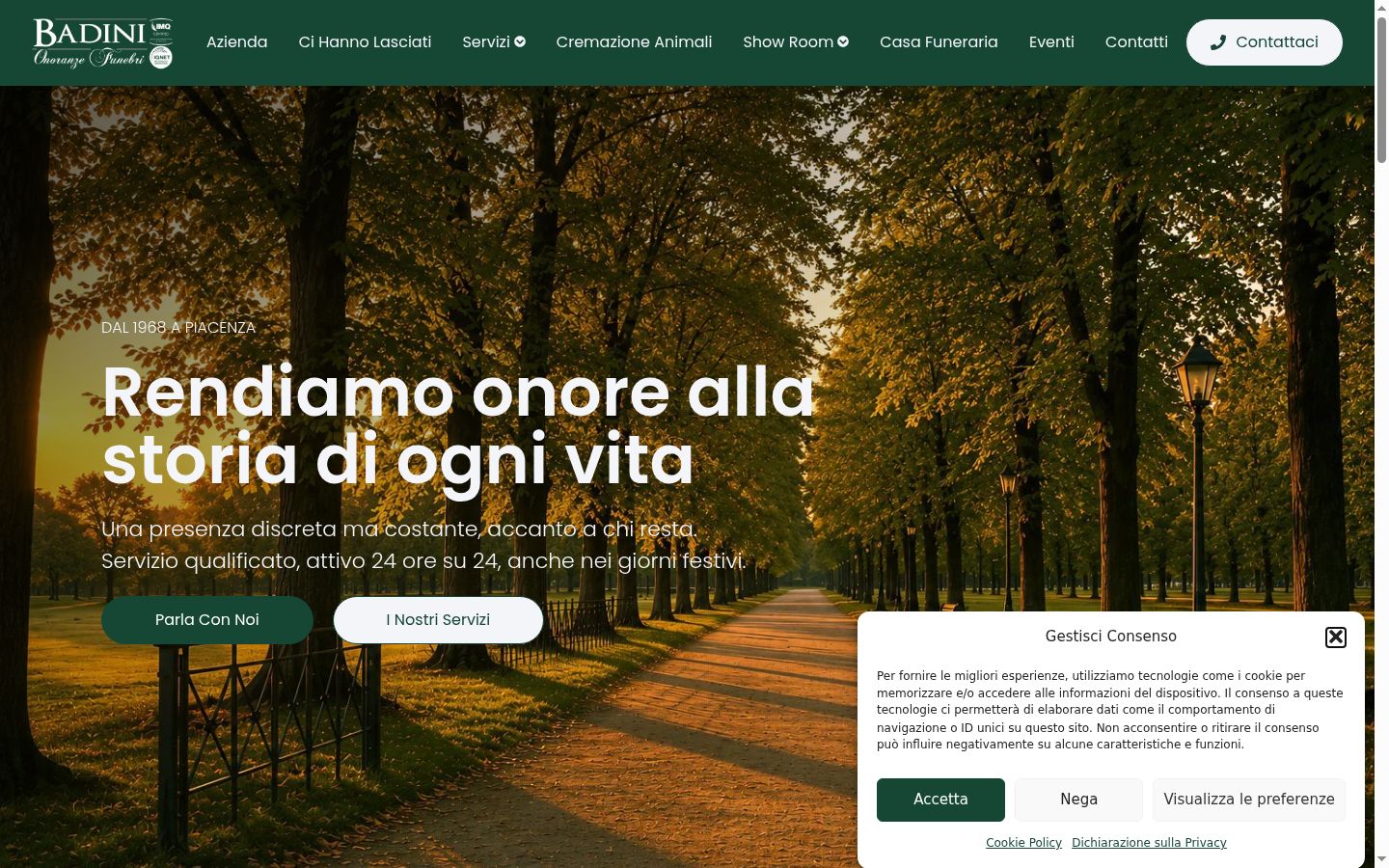 Screenshot del banner di consenso mostrato prima di qualsiasi interazione