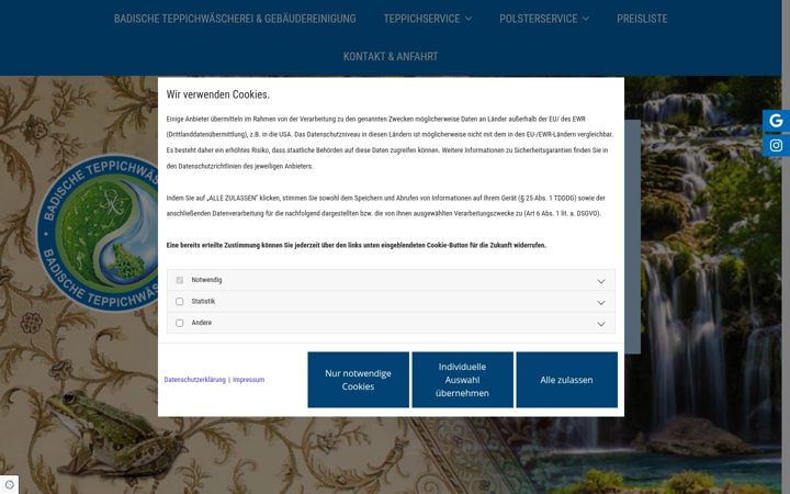 Képernyőkép: badische-teppichwaescherei.de