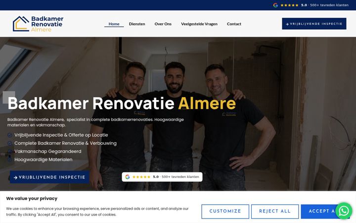 Screenshot of badkamerrenovatiealmere.nl