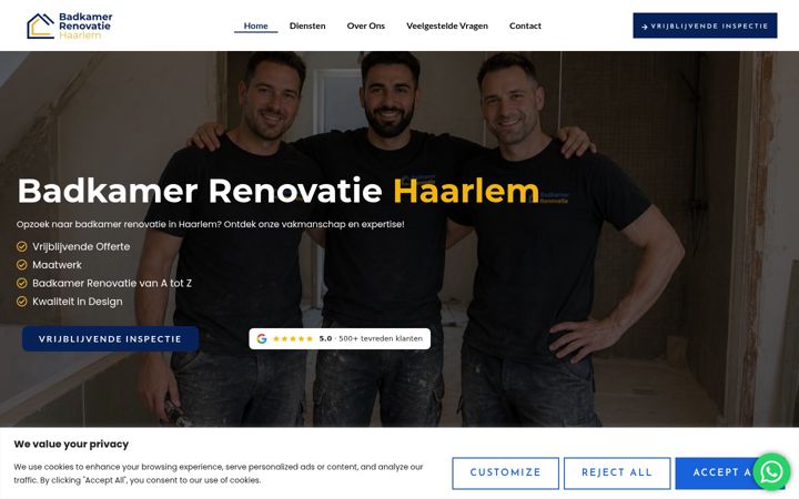 Screenshot van badkamerrenovatiehaarlem.nl