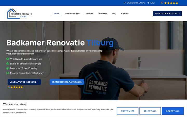 Screenshot of badkamerrenovatietilburg.nl