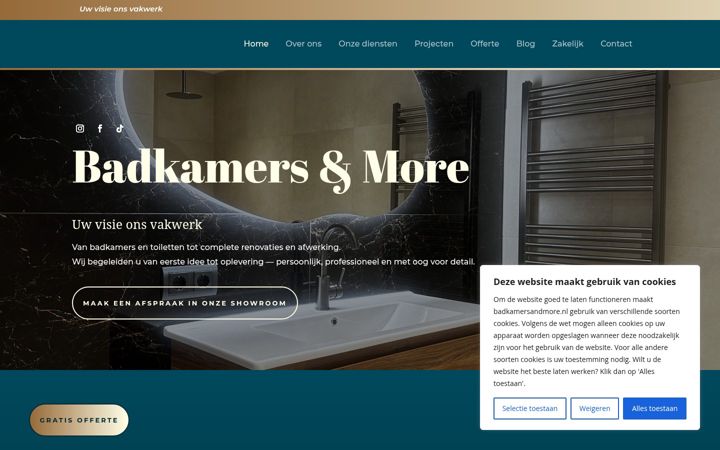 Screenshot of badkamersandmore.nl