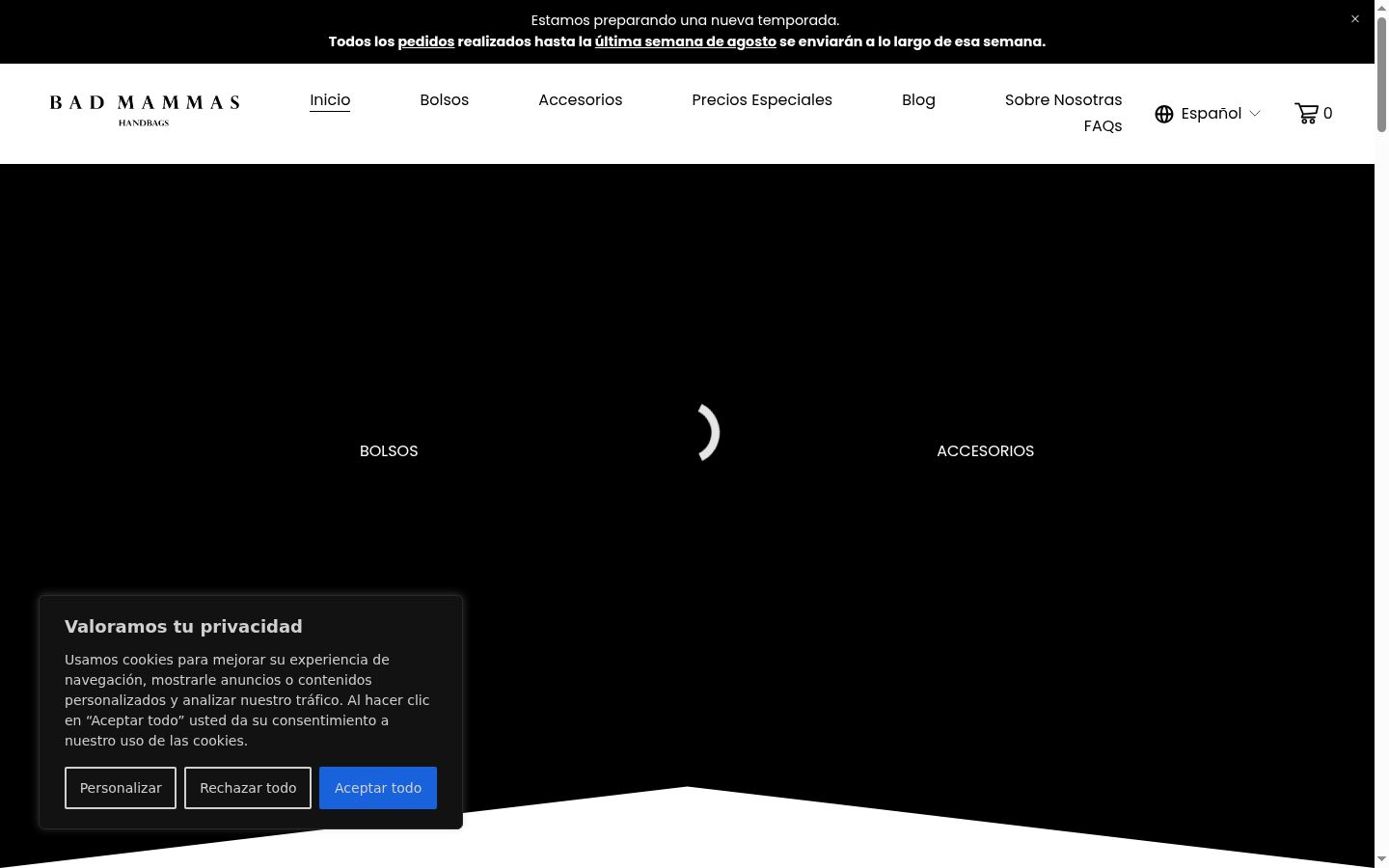 Screenshot del banner di consenso mostrato prima di qualsiasi interazione
