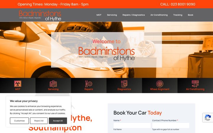 Screenshot of badminstonshythe.co.uk