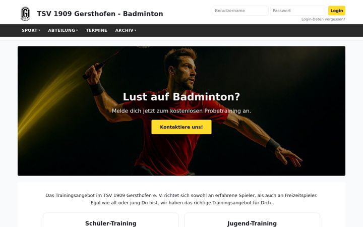 Screenshot of badminton-gersthofen.de