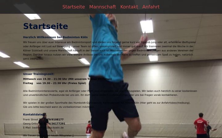 Screenshot of badminton-koeln.com