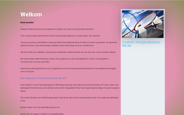Screenshot of badminton-lbk.be