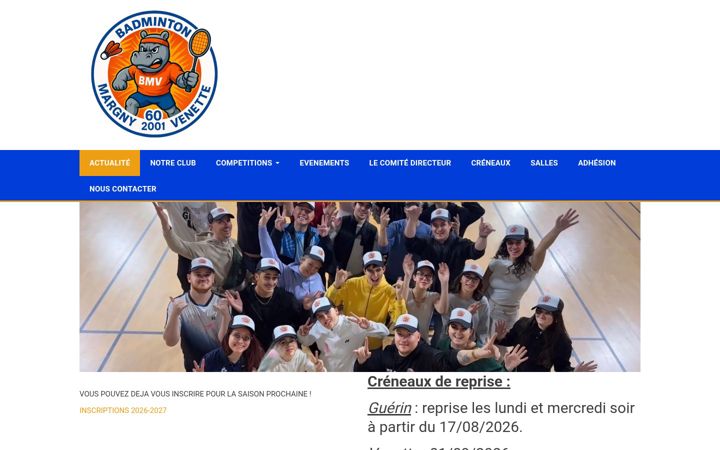 Screenshot of badminton-margny-venette.com