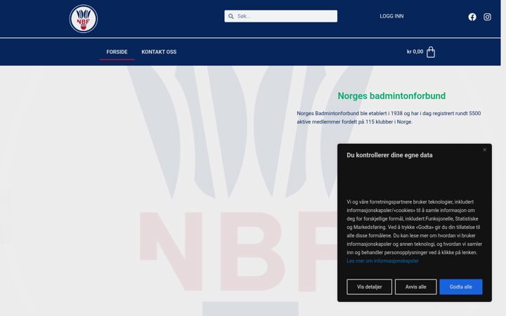 Screenshot of badminton-norge.no