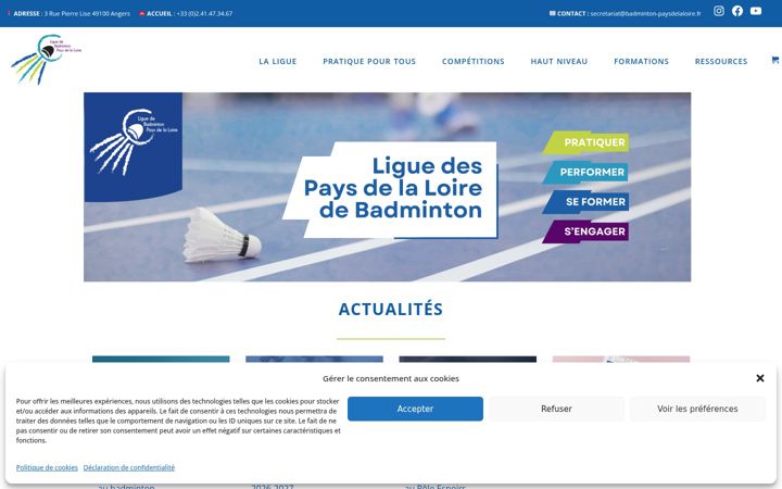 Screenshot of badminton-paysdelaloire.fr