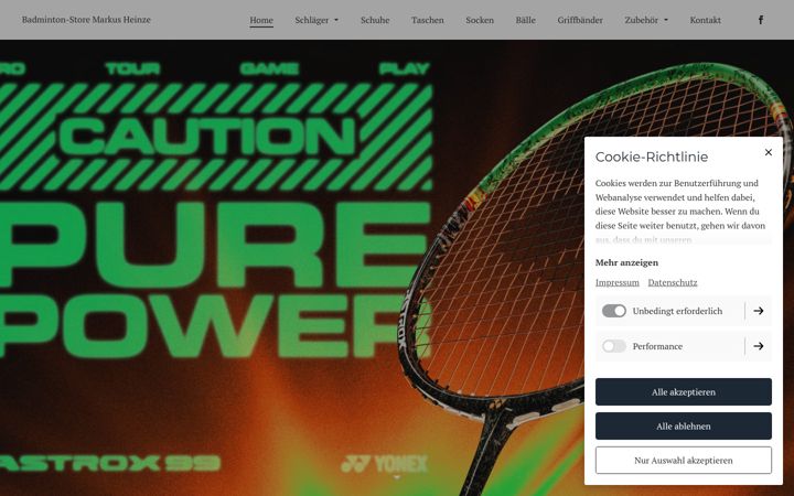Screenshot of badminton-store-markus-heinze.de