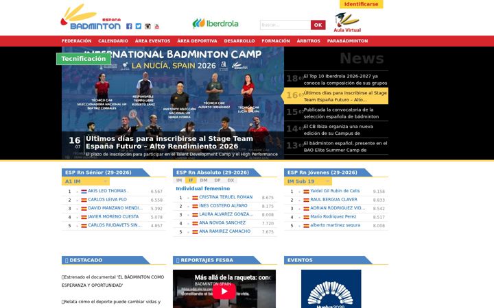 Screenshot of badminton.es