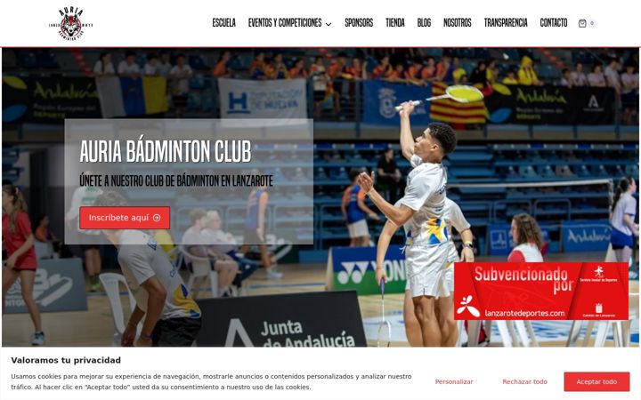 Screenshot of badmintonauria.com