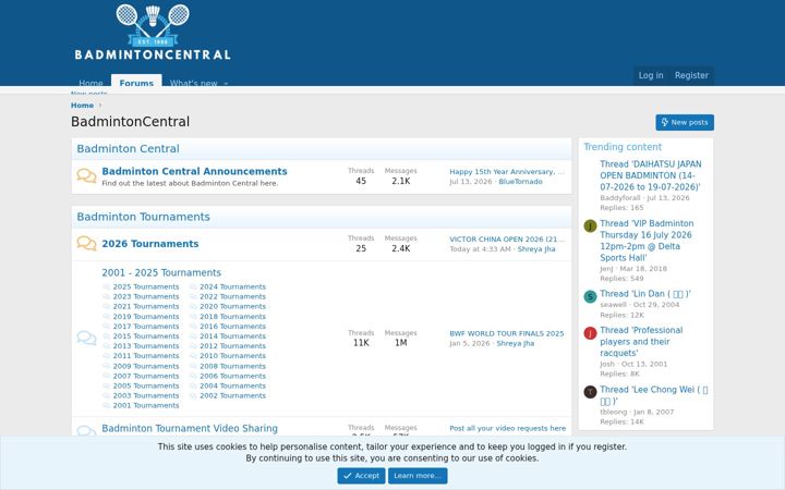 Screenshot of badmintoncentral.com