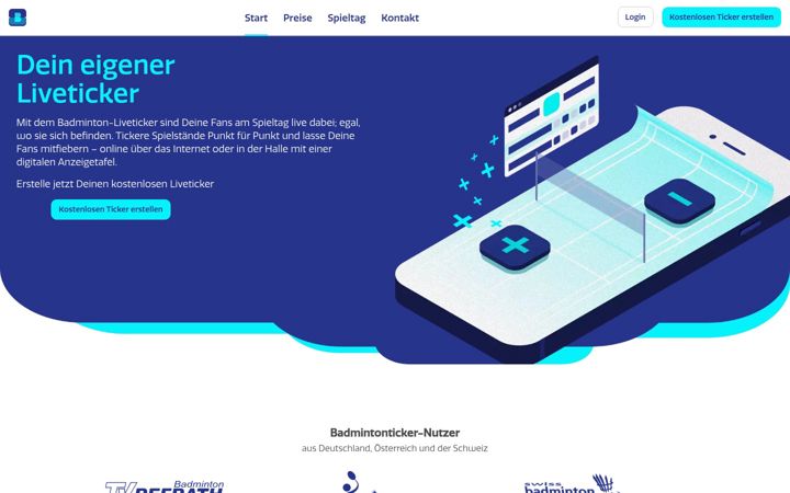 Screenshot of badmintonticker.de