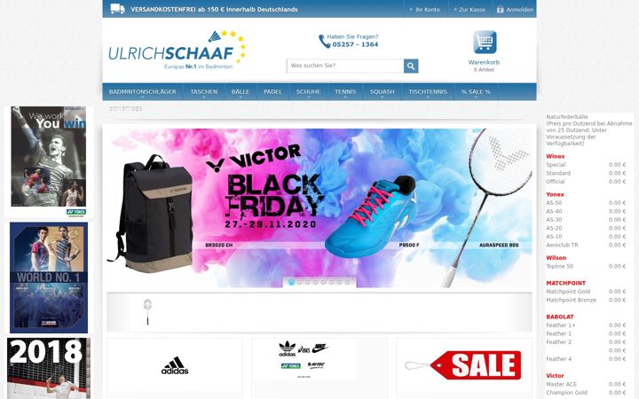 Screenshot of badmintonversand.de