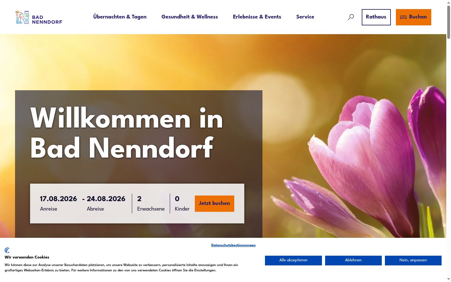 Screenshot des Einwilligungsbanners vor jeglicher Interaktion