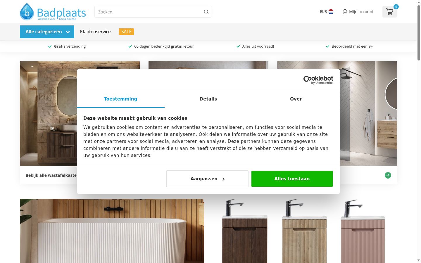 Captura de ecrã do banner de consentimento apresentado antes de qualquer interação