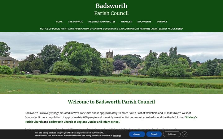 Screenshot of badsworthparishcouncil.gov.uk