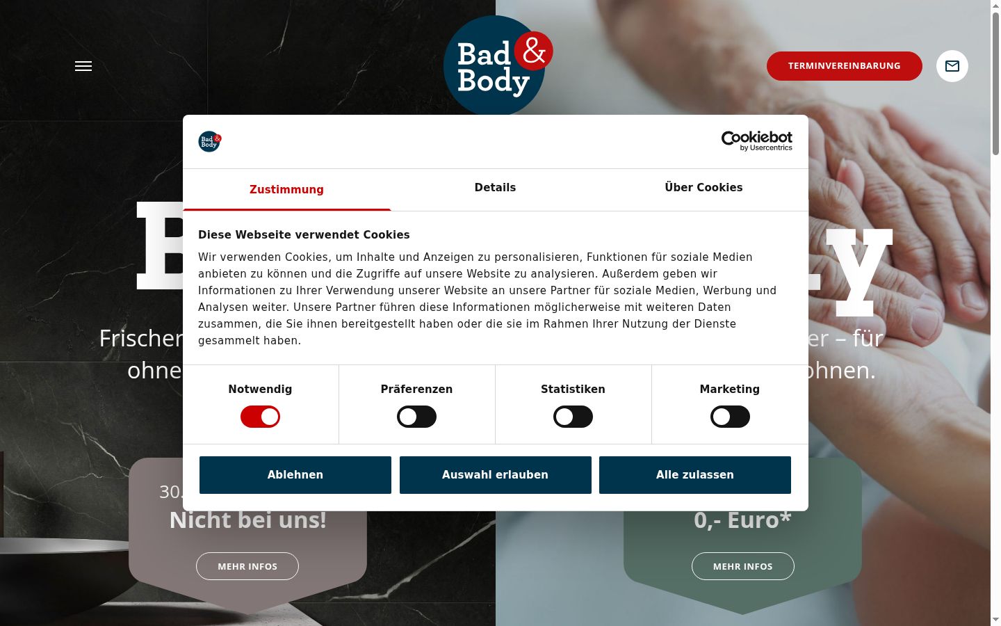 Sutikimo reklamjuostės, rodytos prieš bet kokią sąveiką, ekrano kopija