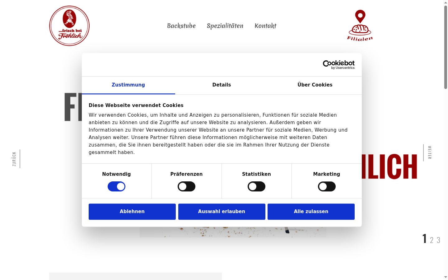 Captura de pantalla del banner de consentimiento mostrado antes de cualquier interacción