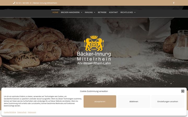 Kuvakaappaus sivustosta baecker-innung-mittelrhein.de