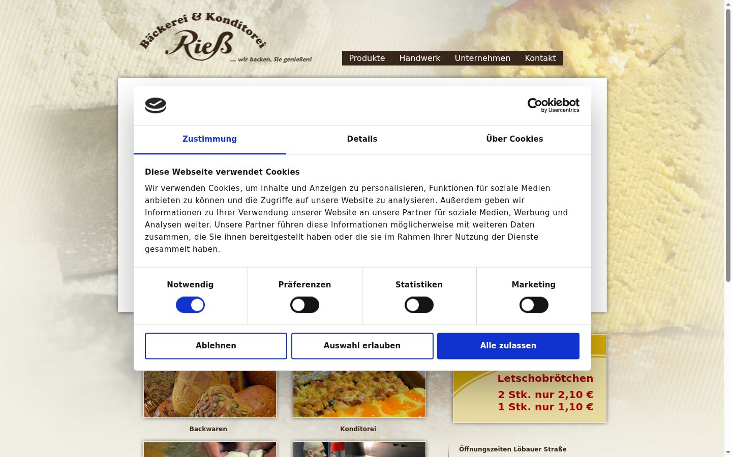 Captura de ecrã do banner de consentimento apresentado antes de qualquer interação