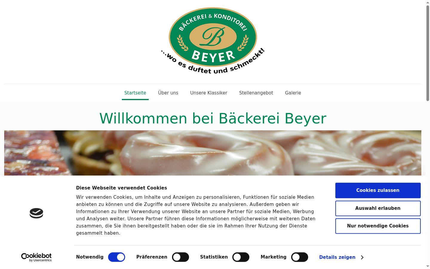 Screenshot van de toestemmingsbanner zoals getoond vóór enige interactie