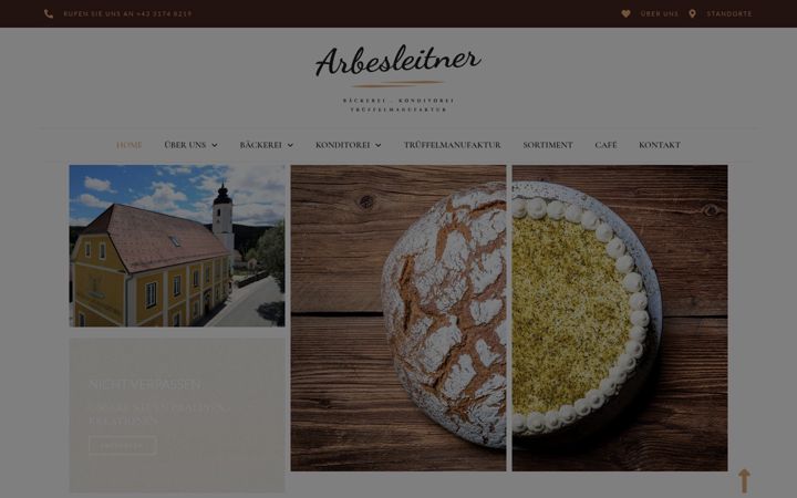 Screenshot of baeckerei-arbesleitner.at
