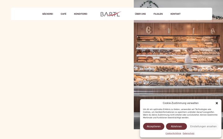 Screenshot of baeckerei-bartl.at