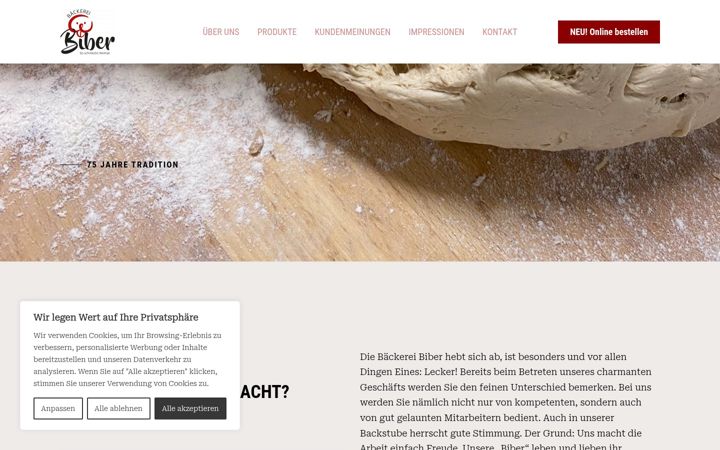 Screenshot of baeckerei-biber.de