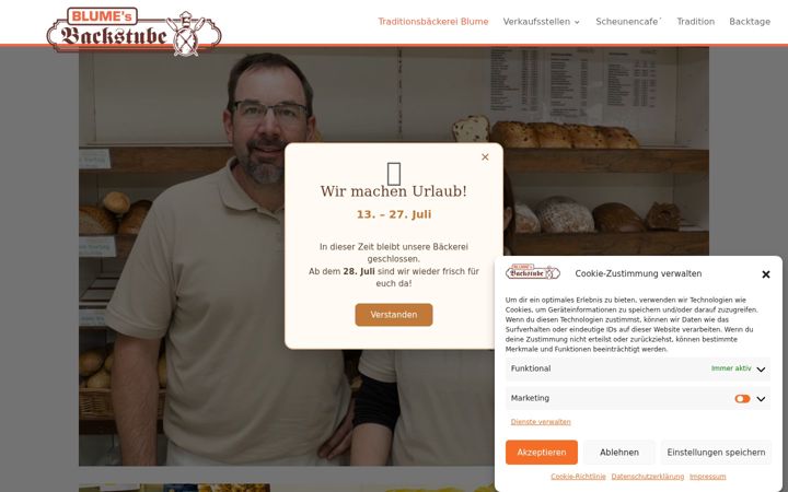 Screenshot of baeckerei-blume.de
