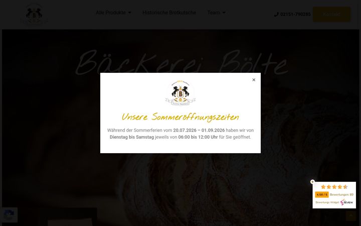Screenshot of baeckerei-boelte.de