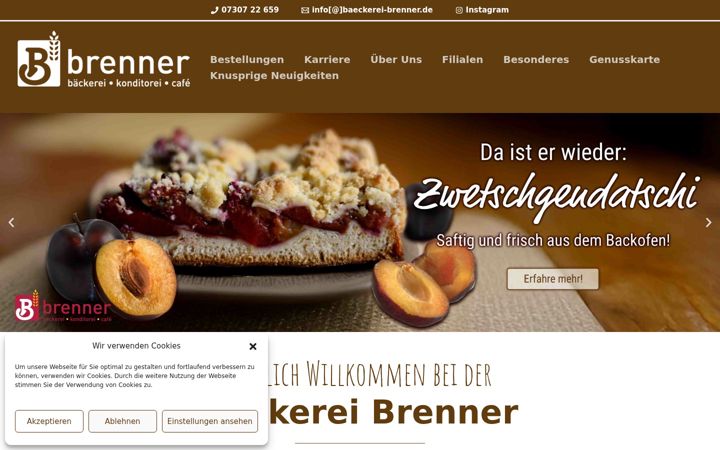 Ekraanipilt saidist baeckerei-brenner.de