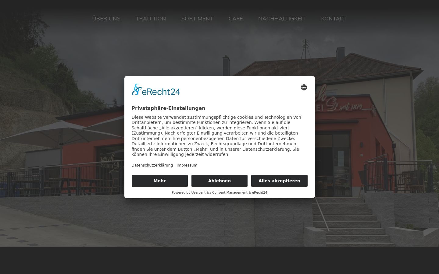Screenshot des Einwilligungsbanners vor jeglicher Interaktion