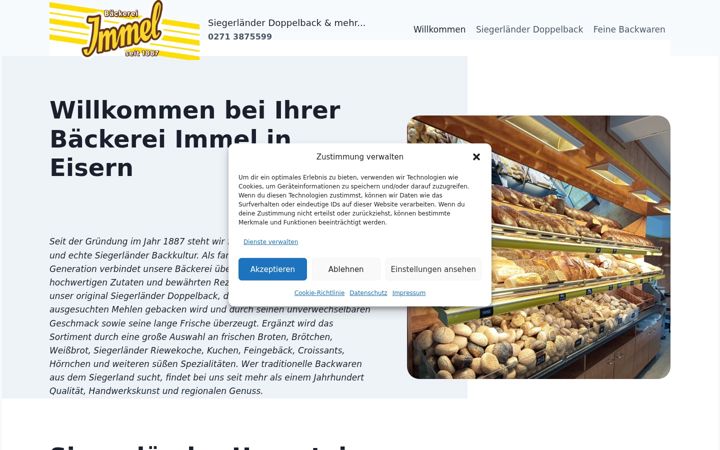 Screenshot of baeckerei-immel.de