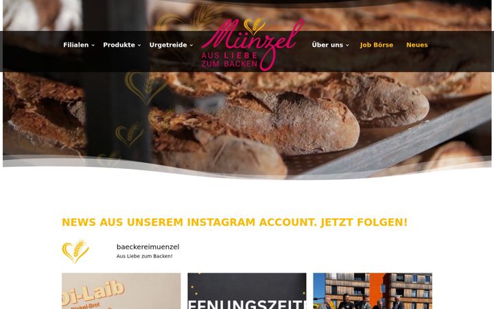 Posnetek zaslona baeckerei-muenzel.de