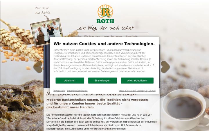 Zrzut ekranu baeckerei-roth.de