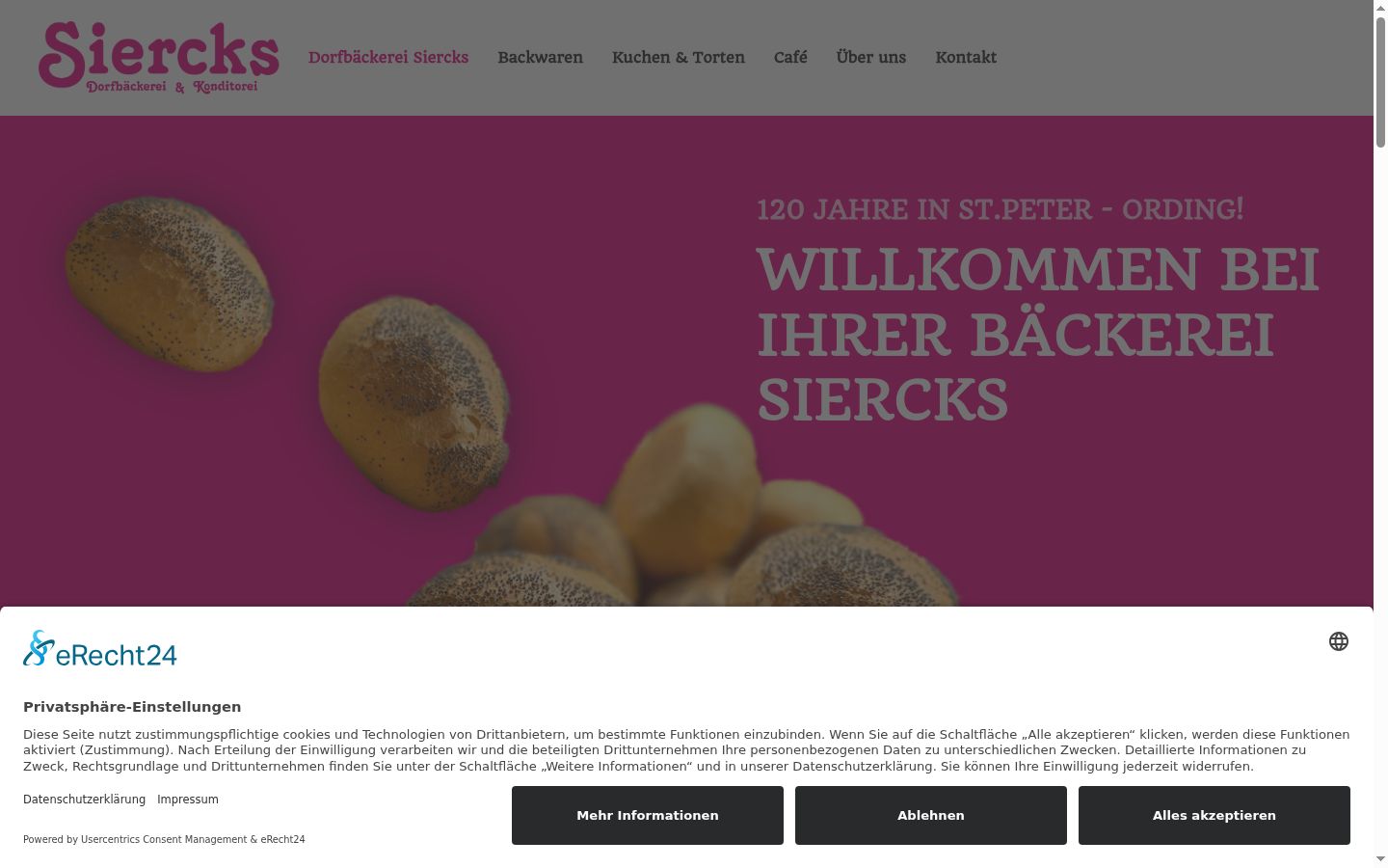 Skjermbilde av samtykkebanneret slik det vises før noen interaksjon