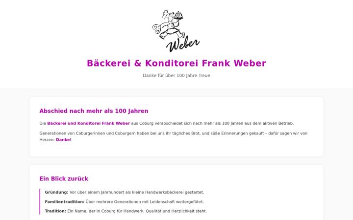 Screenshot of baeckerei-weber-coburg.de